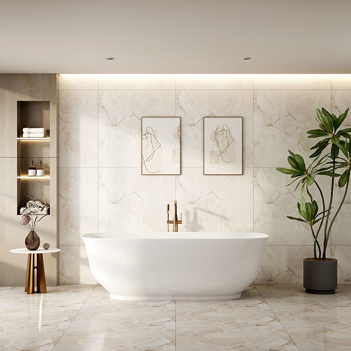 Libra Freestanding Bathtub - Gloss White 1700mm x 800mm x 580mm