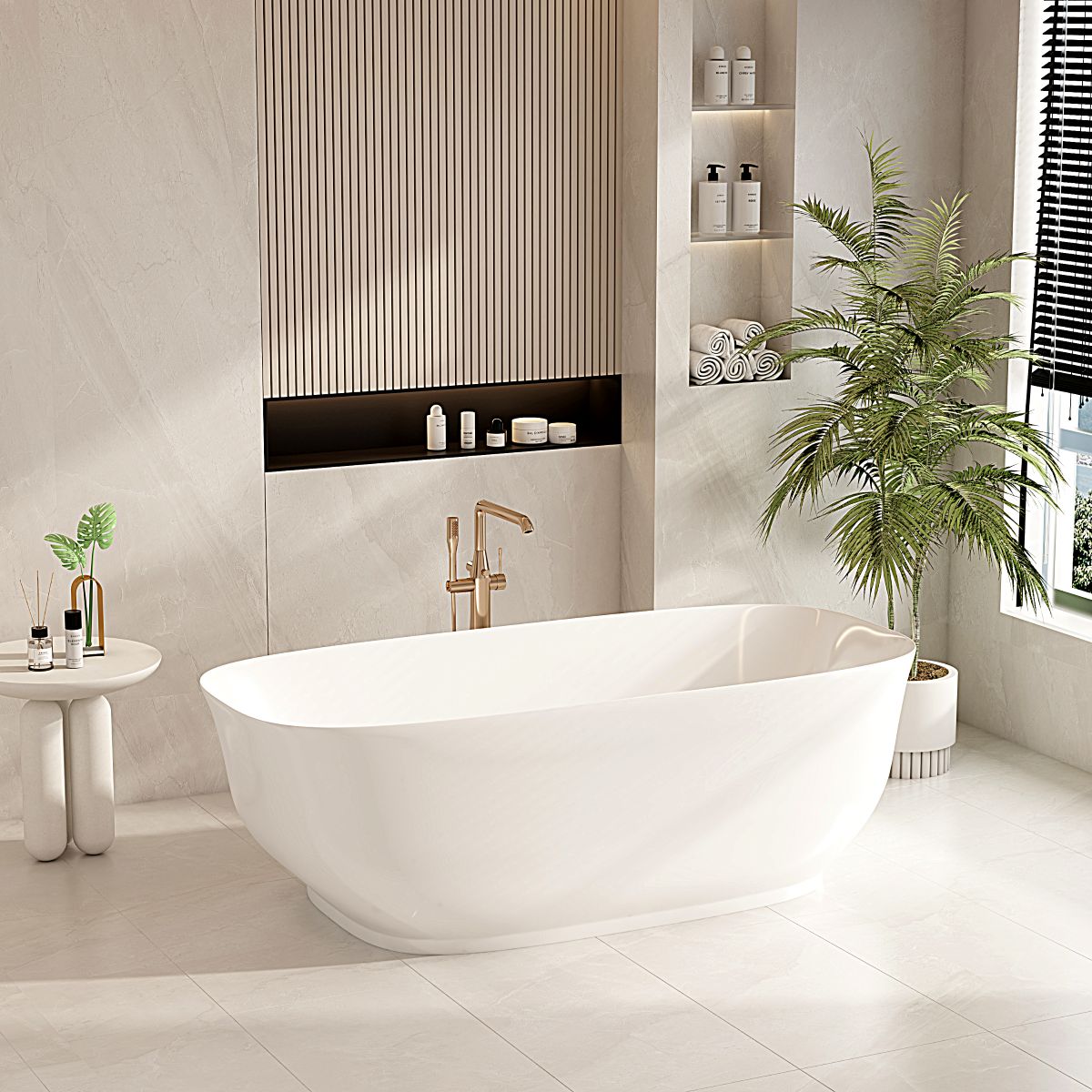 Libra Freestanding Bathtub - Gloss White 1700mm x 800mm x 580mm