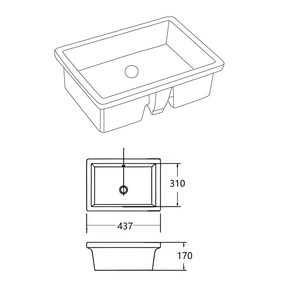 URBAN LIFE UNDER COUNTER BASIN - 437mm, 460mm, 525mm, 545mm
