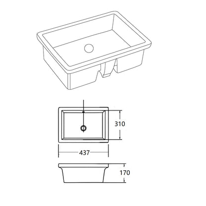 URBAN LIFE UNDER COUNTER BASIN - 437mm, 460mm, 525mm, 545mm