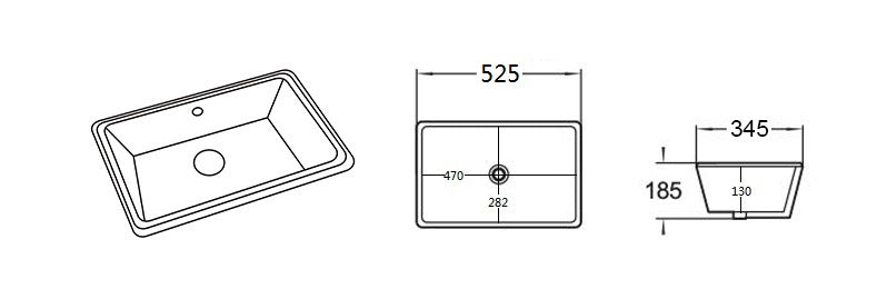 URBAN LIFE UNDER COUNTER BASIN - 437mm, 460mm, 525mm, 545mm
