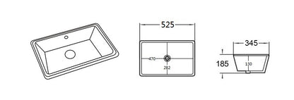 URBAN LIFE UNDER COUNTER BASIN - 437mm, 460mm, 525mm, 545mm