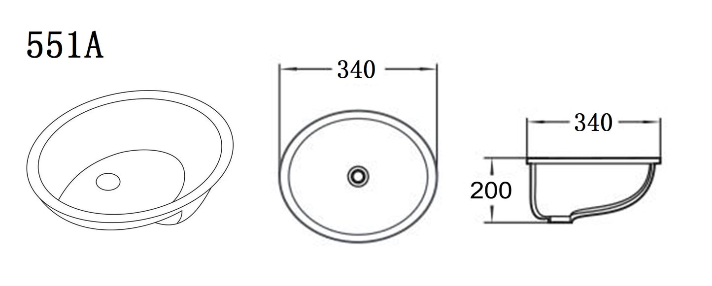 CITY LIFE ROUND UNDER COUNTER BASIN - 340mm x 190mm
