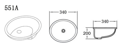 CITY LIFE ROUND UNDER COUNTER BASIN - 340mm x 190mm