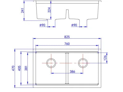 Gabrio Granite Workstation Sink 760mm, 825mm