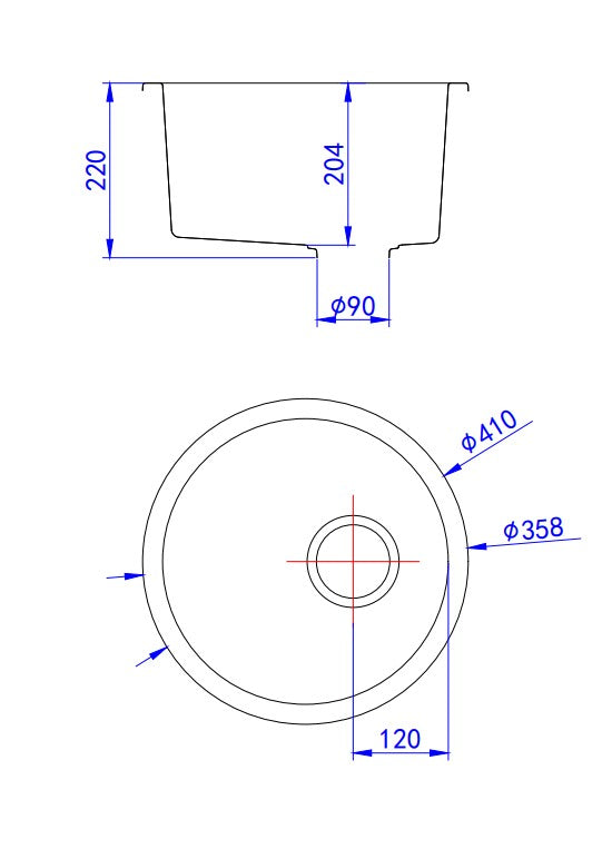 Laufey Granite Laundry/Bar Sink 410mm, 450mm