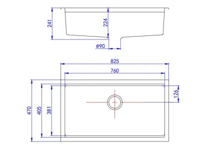 Gabrio Granite Workstation Sink 760mm, 825mm