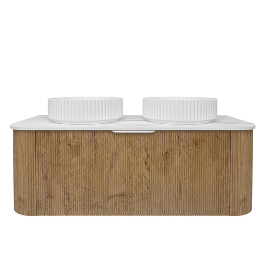Agena Fluted Wood Grain WH Vanities Costal Oak LK-MA1200W-PO