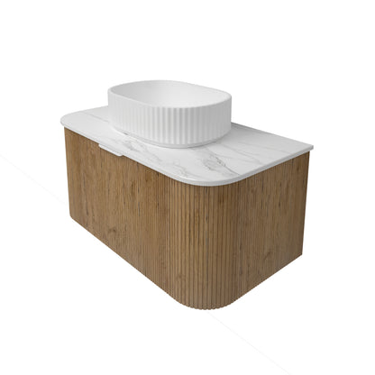 Agena Fluted Wood Grain WH Vanities Costal Oak LK-MA900W-PO