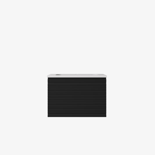 Sedona Matte Black Fluted Wall Hung PVC Cabinet LK-MS600W-MB