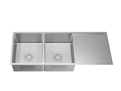 Kliff Hand Made Stainless Steel Double Bowl Sink - 1140mm x 440mm x 230mm