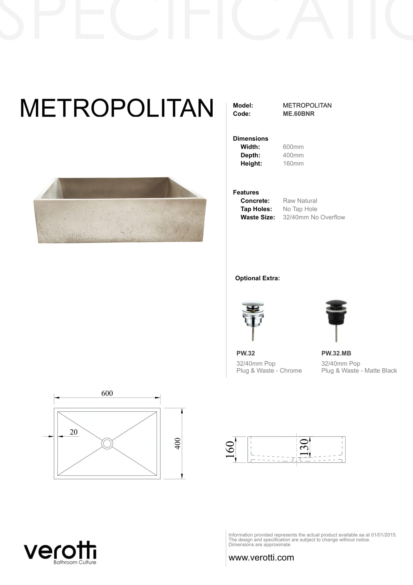 METROPOLITAN  (W600 , D400 , H160)
