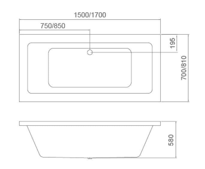 Mira Insert & Island Bathtub - Gloss White 1500mm, 1700mm