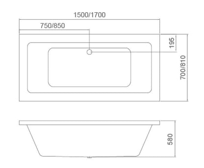 Mira Insert & Island Bathtub - Gloss White 1500mm, 1700mm