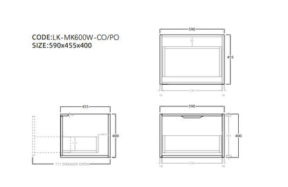 Kliff Oat Fluted Wood Grain Vanities 600mm