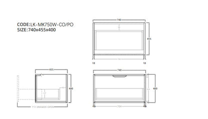 Kliff Oak Fluted Wood Grain Vanities 750mm
