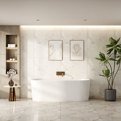 Musen Ultra-Thin Back-to-Wall Bathtub - Gloss White 1400mm, 1500mm, 1700mm