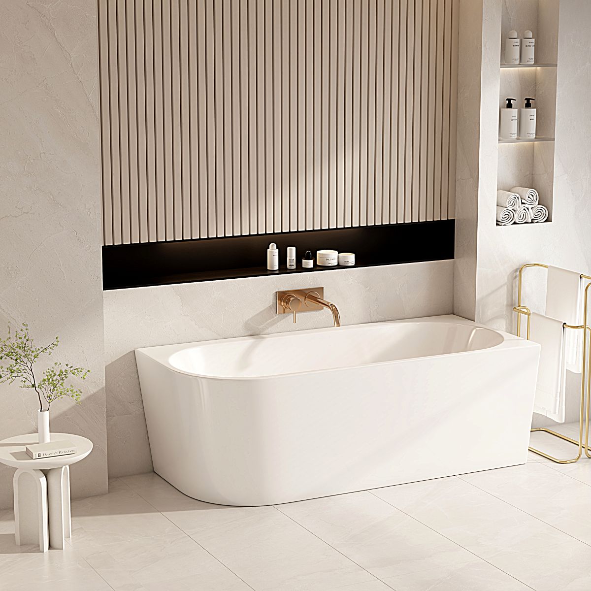 Nova Ultra-Thin Corner Bathtub - Gloss White 1400mm, 1500mm, 1700mm