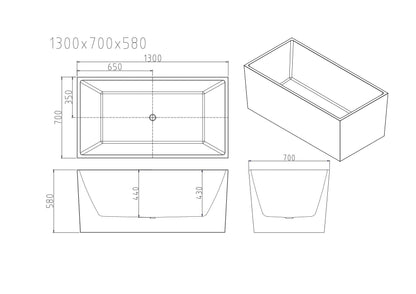 Orta Multi-Fit Freestanding Bathtub - Gloss White 1300mm, 1400mm, 1500mm, 1700mm