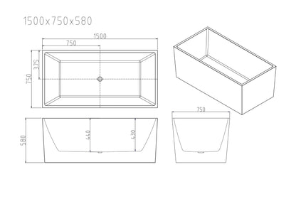 Orta Multi-Fit Freestanding Bathtub - Gloss White 1300mm, 1400mm, 1500mm, 1700mm
