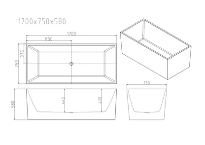 Orta Multi-Fit Freestanding Bathtub - Gloss White 1300mm, 1400mm, 1500mm, 1700mm