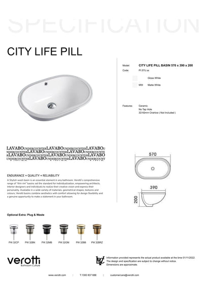 CITY LIFE PILL UNDER COUNTER BASIN (570, 390, 200)
