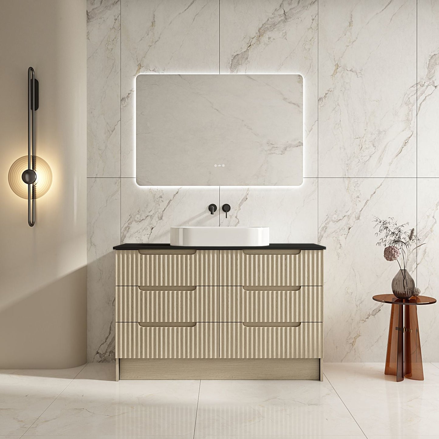 Fluted Rhea 1200mm Freestanding Cabinet - Natural Oak