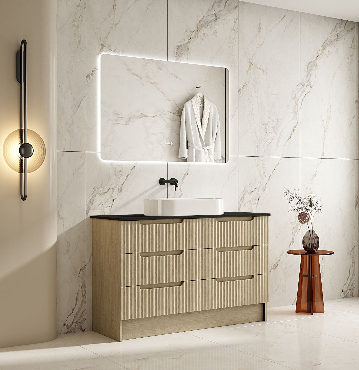 Fluted Rhea 1200mm Freestanding Cabinet - Natural Oak