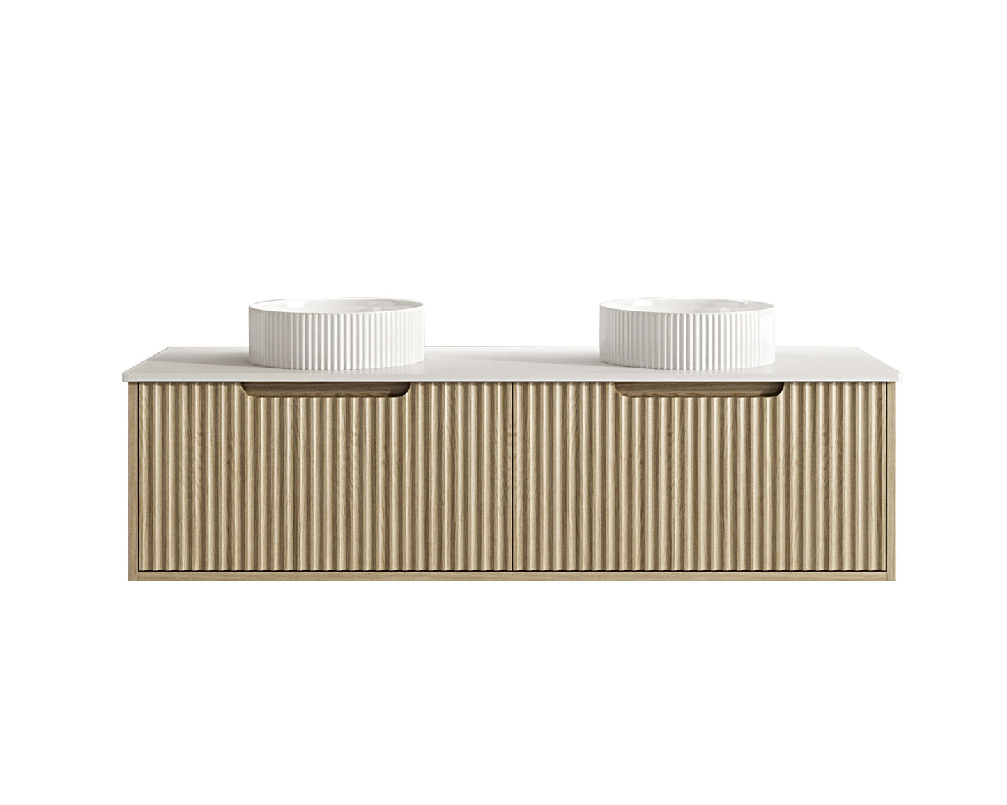 Fluted Rhea 1500mm Wall-Hung Cabinet - Natural Oak