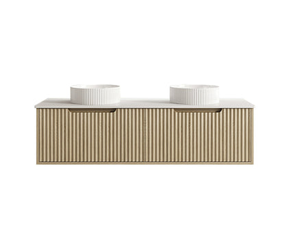 Fluted Rhea 1500mm Wall-Hung Cabinet - Natural Oak