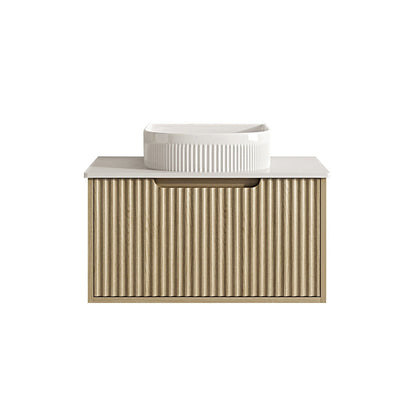 Fluted Rhea 750mm Wall-Hung Cabinet - Natural Oak