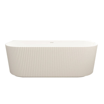 Rose Fluted Back-to-Wall Bathtub - Matt White 1500mm, 1700mm