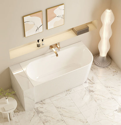 Rose V-Groove Corner Bathtub - Matt White 1500mm, 1700mm