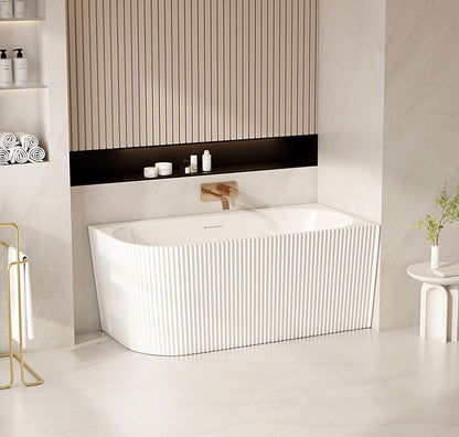 Rose V-Groove Corner Bathtub - Matt White 1500mm, 1700mm