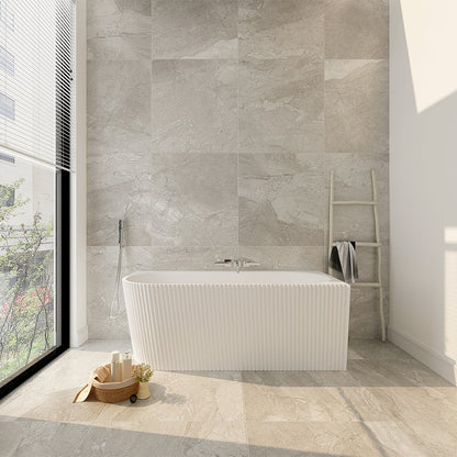 Rose V-Groove Corner Bathtub - Matt White 1500mm, 1700mm
