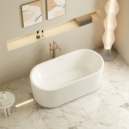 Rose Fluted V-Groove Freestanding Bathtub - Matt White 1500mm, 1700mm