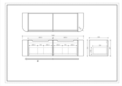 Rome 1500mm Wall-Hung Cabinet - Matt White