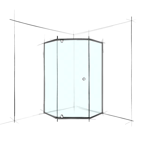 Custom Semi-Frameless Hex Corner Set-In