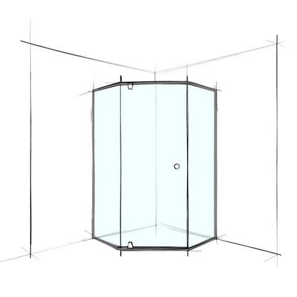 Custom Semi-Frameless Hex Corner Set-In