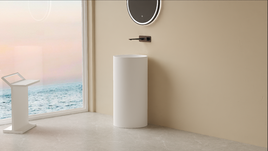 Olley Solid Surface Stone Pedestal Basin