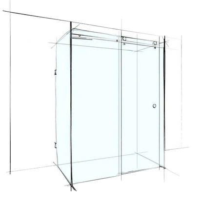 Custom Frameless Sliding U-Shape Set-In (4 Panels)
