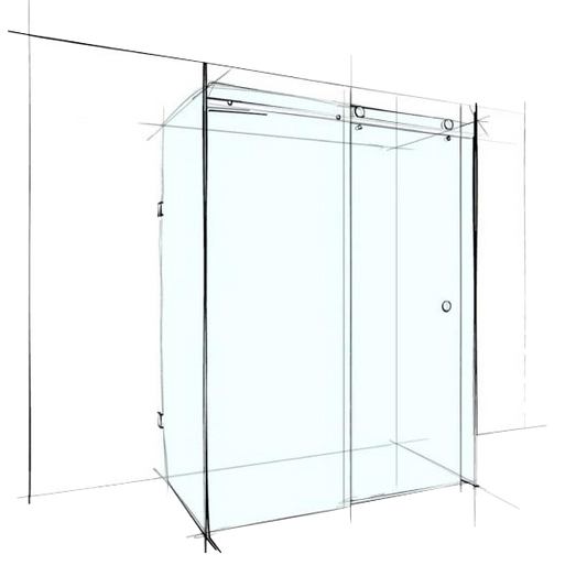 Custom Frameless Sliding U-Shape Set-In (4 Panels)
