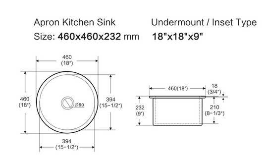 Elba Fine Fireclay Bar Sink - 460mm x 232mm