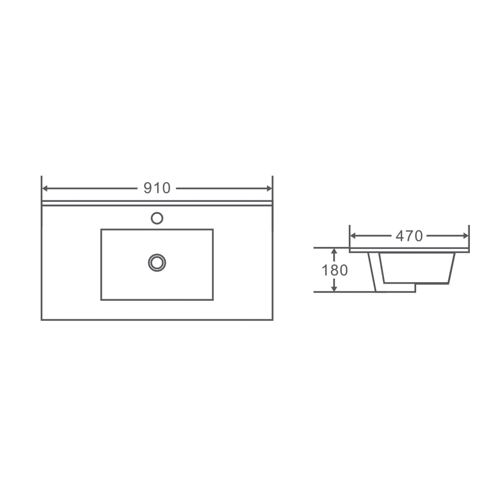 BIANCA 900mm MDF Wall-Hung Vanity (RHD)