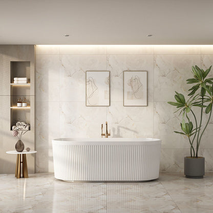 Tyler Freestanding Fluted Bathtub – Gloss White 1500mm, 1700mm