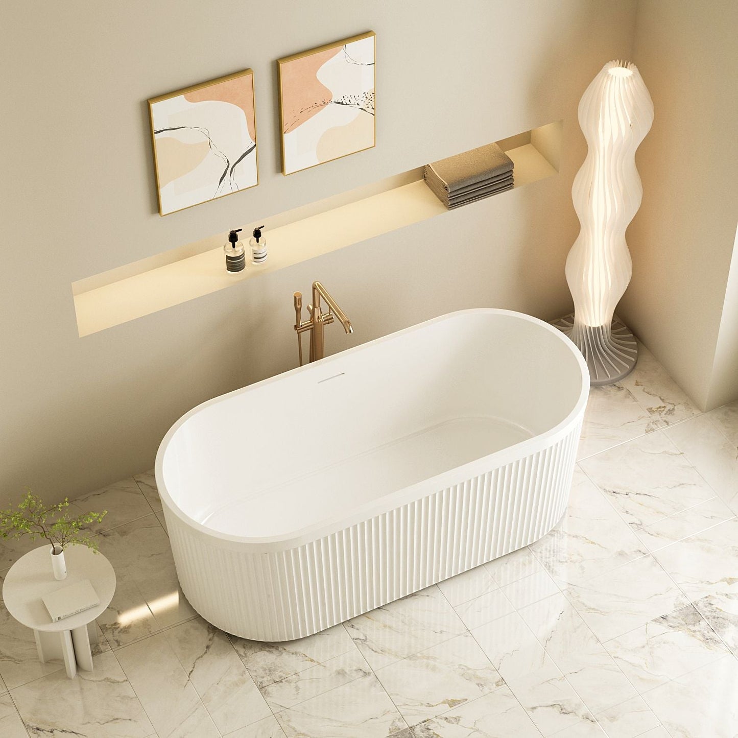 Tyler Freestanding Fluted Bathtub – Gloss White 1500mm, 1700mm
