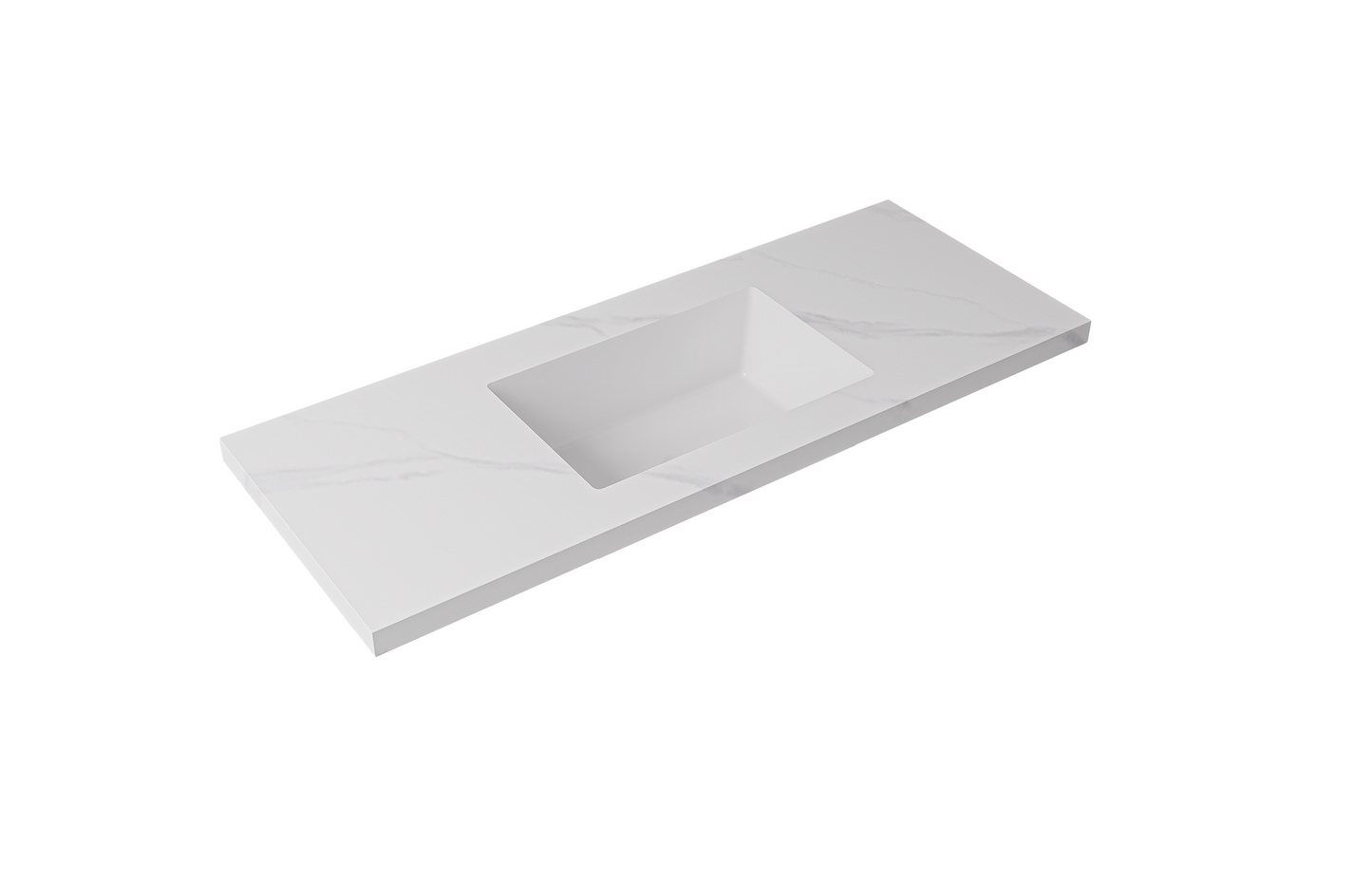 Carrara sintered stone seamless joined with fine ceramic basin