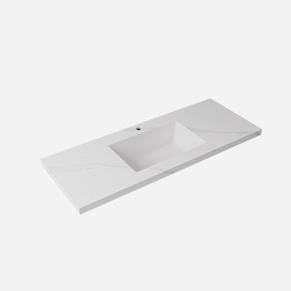 Carrara sintered stone seamless joined with fine ceramic basin