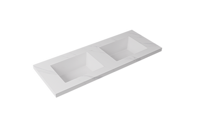 Carrara sintered stone seamless joined with fine ceramic basin