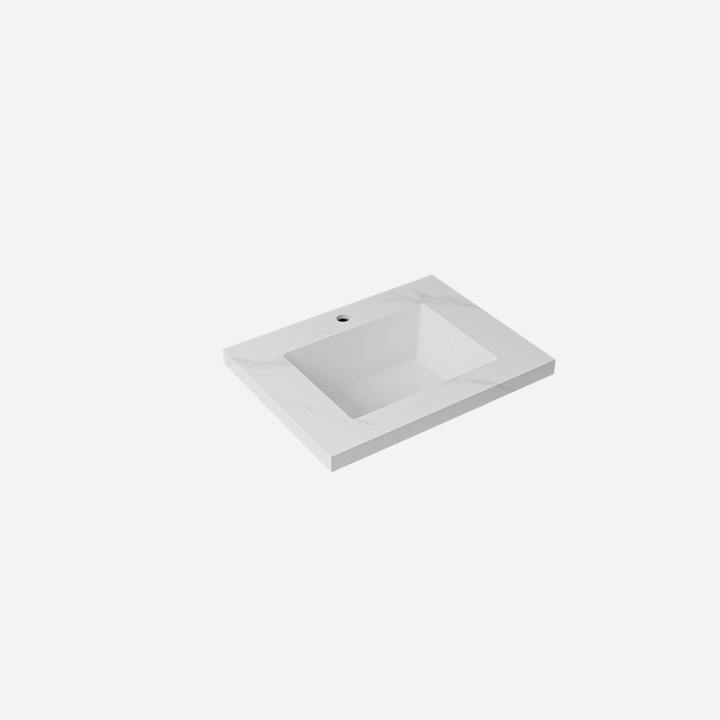 Carrara sintered stone seamless joined with fine ceramic basin